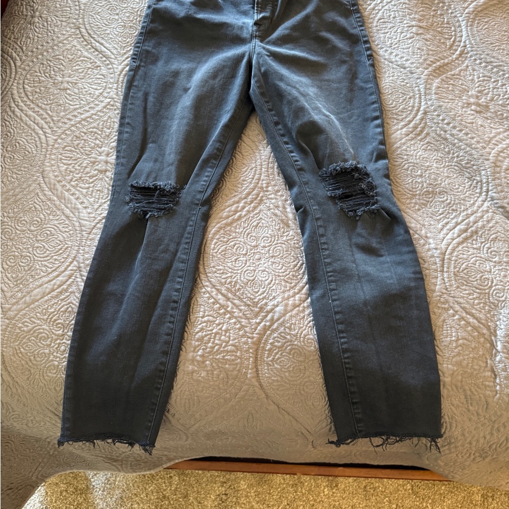 Dark Gray Distressed Skinny Jeans